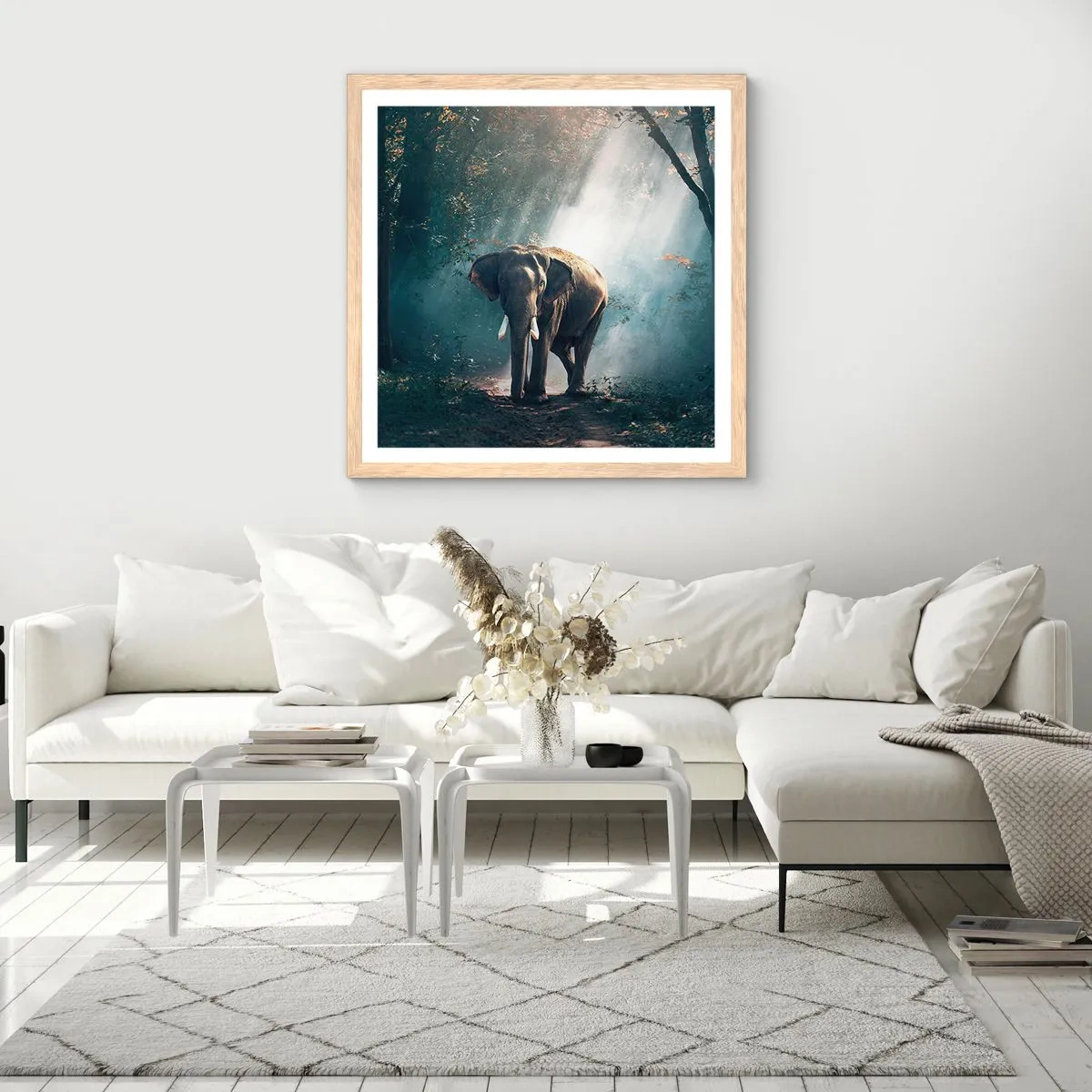 Póster en marco roble claro - Un paseo tranquilo - 40x40 cm