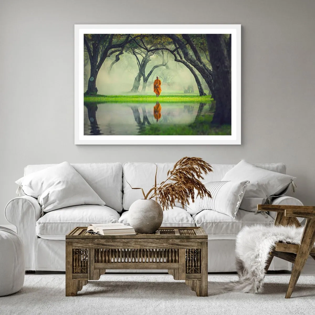 Póster en marco blanco - En el camino de la iluminación - 60x60 cm