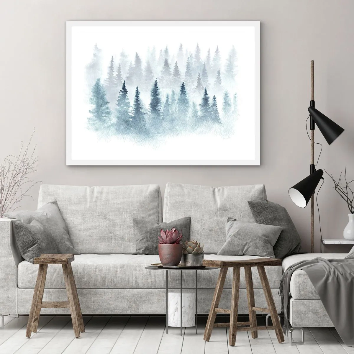 Póster en marco blanco - Envuelto en la niebla - 70x50 cm