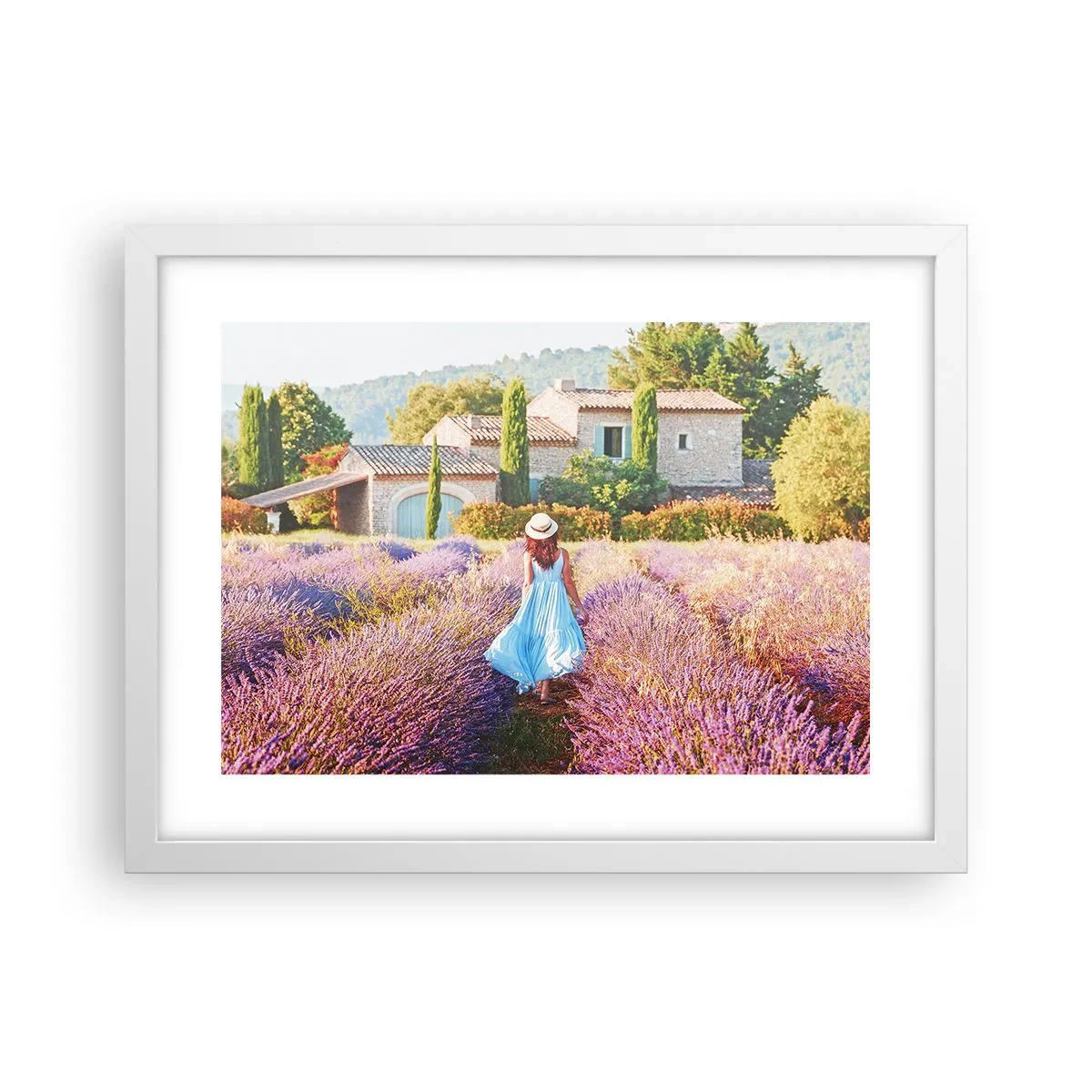 Póster en marco blanco - La chica de la lavanda - 40x30 cm