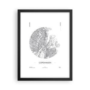 Póster en marco negro - Anatomía de Copenhague - 30x40 cm
