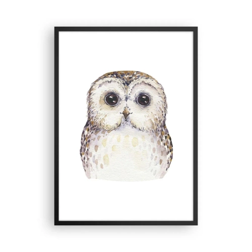 Póster en marco negro - Un encantador retrato en acuarela de un búho. - 50x70cm - Mírame a los ojos - Decoración de pared moderna para salón y dormitorio ARTTOR