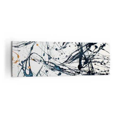 Cuadro sobre lienzo - Impresión de Imagen - Una pintura abstracta con salpicaduras de pintura en patrones dinámicos. - 160x50cm - Abstracción expresionista - Decoración de pared moderna para salón y dormitorio ARTTOR