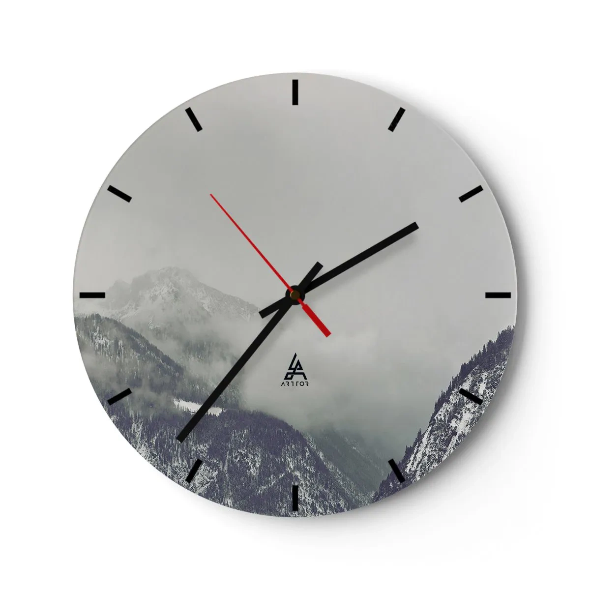 Reloj de pared - Reloj de vidrio - Valle de la niebla - 40x40 cm