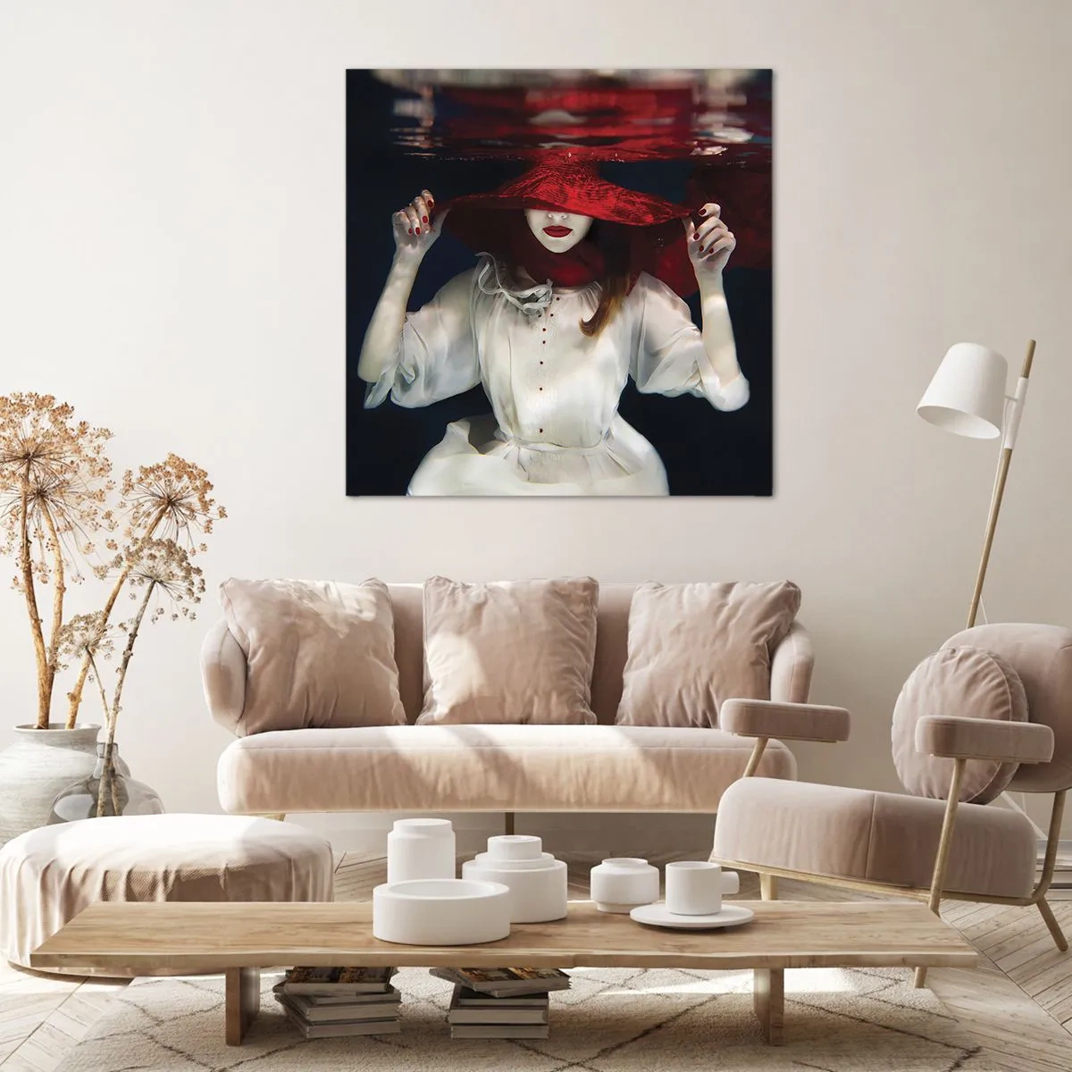 Cuadro sobre lienzo - Impresión de Imagen - Blanco y rojo - 30x30 cm
