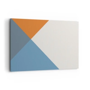 Cuadro sobre lienzo - Impresión de Imagen - Triángulos geométricos en tonos azules y naranjas. - 120x80cm - Desde el punto de vista de... - Decoración de pared moderna para salón y dormitorio ARTTOR