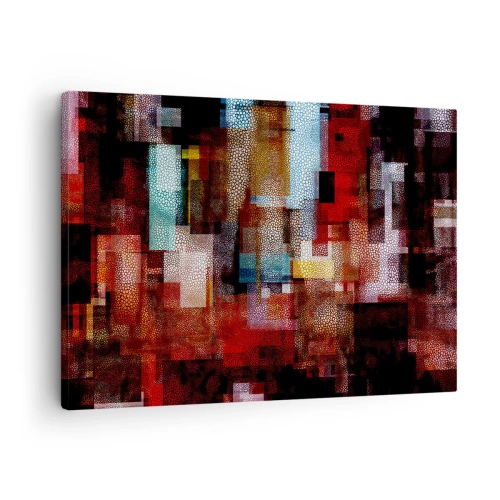 Cuadro sobre lienzo - Impresión de Imagen - Abstracción geométrica en intensos tonos rojos. - 70x50cm - Confusión y desconcierto - Decoración de pared moderna para salón y dormitorio ARTTOR