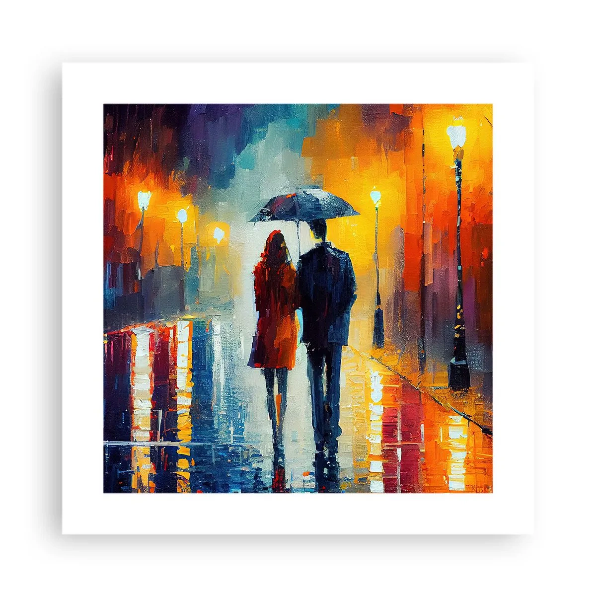 Póster - Juntos en una noche llena de color - 40x40 cm