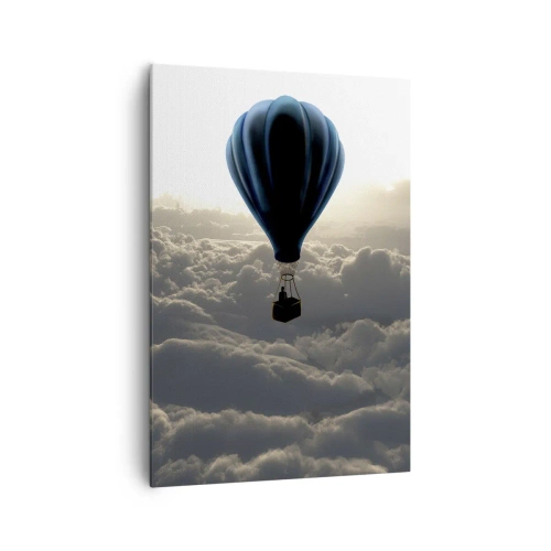 Cuadro sobre lienzo - Impresión de Imagen - Un globo aerostático contra un cielo con nubes al atardecer. - 70x100cm - Un viajero por encima de las nubes - Decoración de pared moderna para salón y dormitorio ARTTOR