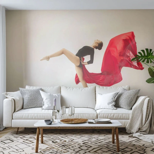 Fotomural Premium Sand - Rojo y negro - Bailarina, Bailar, Ballet - 450x315 cm