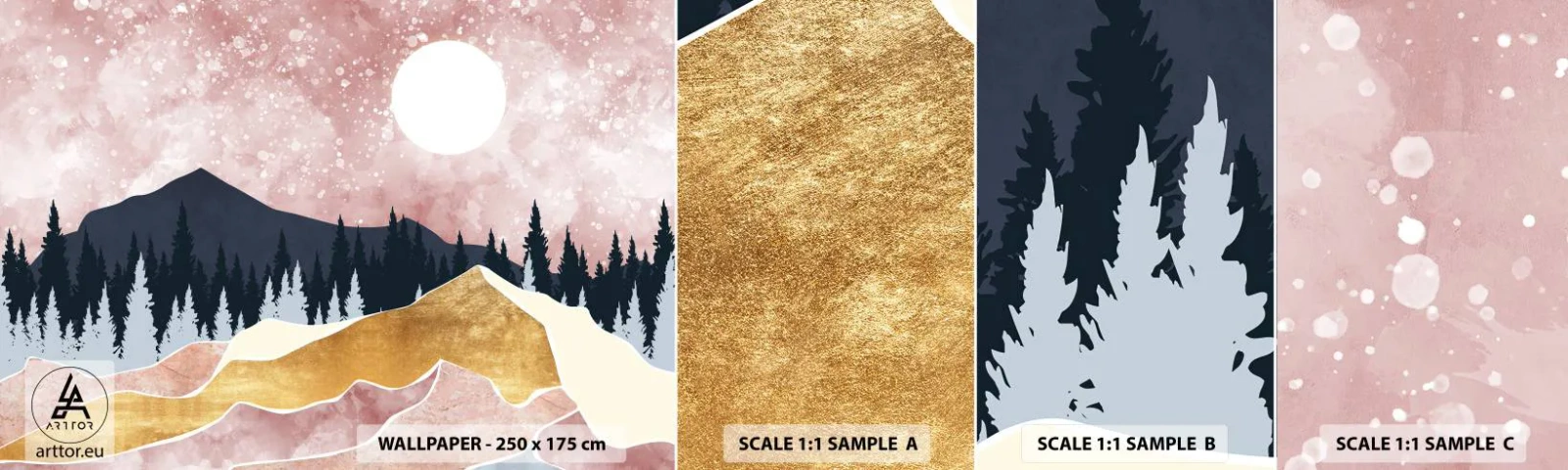 Muestra de fotomural autoadhesivo Deluxe Sticker - Vigilancia nocturna - Gráficos, Paisaje, Montañas - 100x30 cm