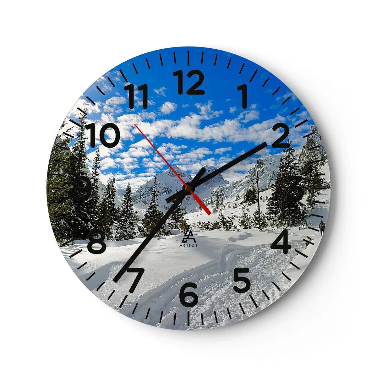 Reloj de pared - Reloj de vidrio - Nieve y sol - 30x30 cm