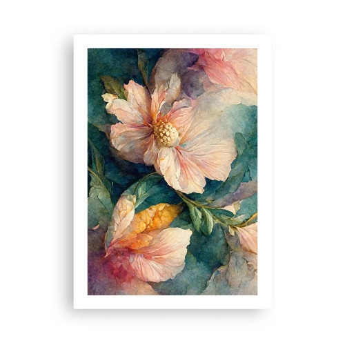 Póster - Flores delicadas en estilo acuarela. - 50x70cm - La sutileza misma - Decoración de pared moderna para salón y dormitorio ARTTOR