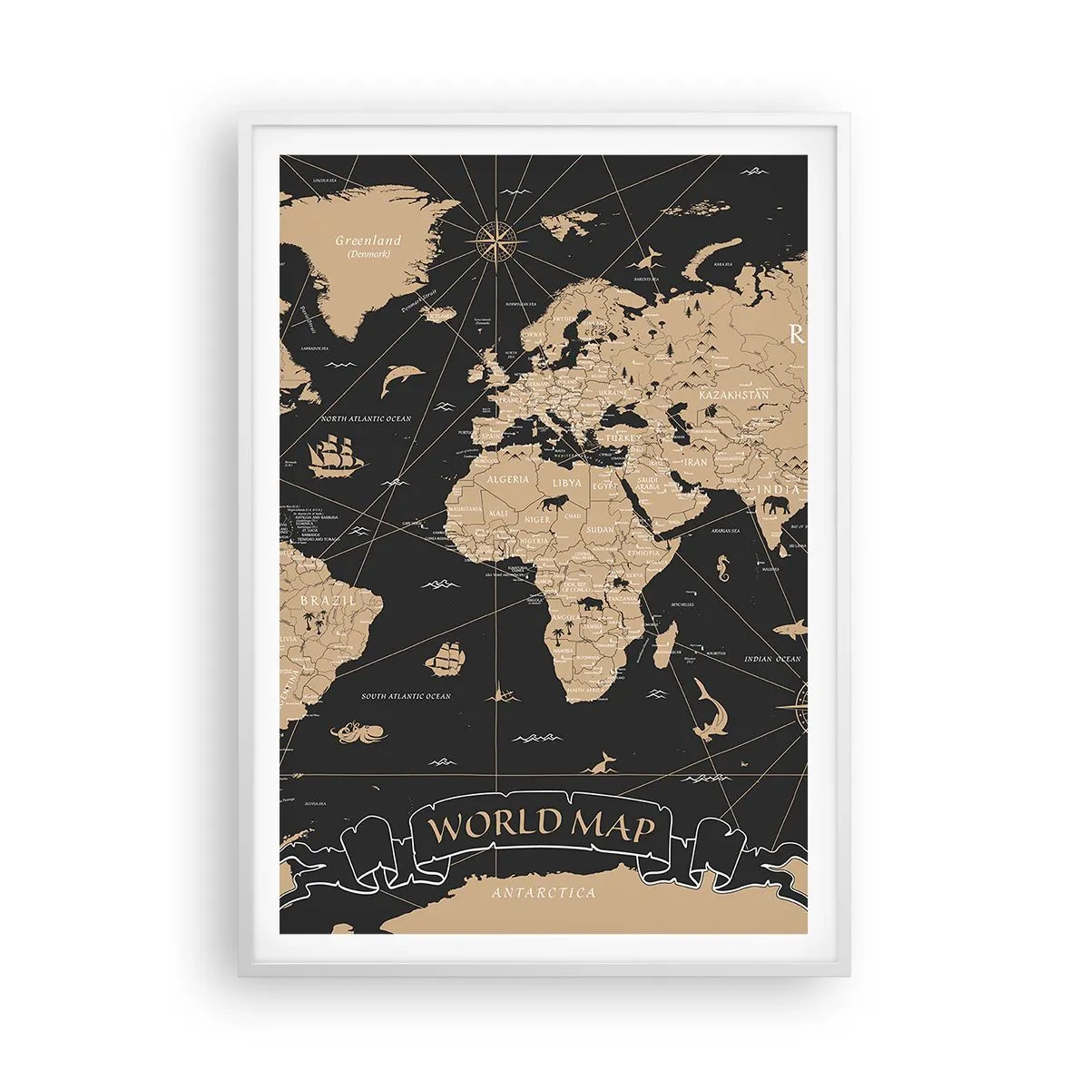 Póster en marco blanco - Las fronteras de mi mundo - 70x100 cm
