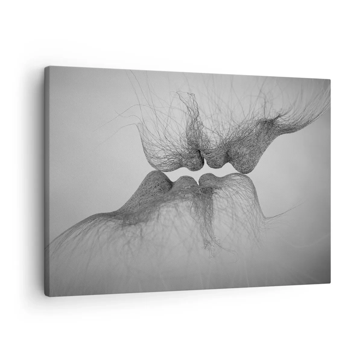 Cuadro sobre lienzo - Impresión de Imagen - Un beso abstracto presentado en forma etérea. - 70x50cm - Beso del viento - Decoración de pared moderna para salón y dormitorio ARTTOR
