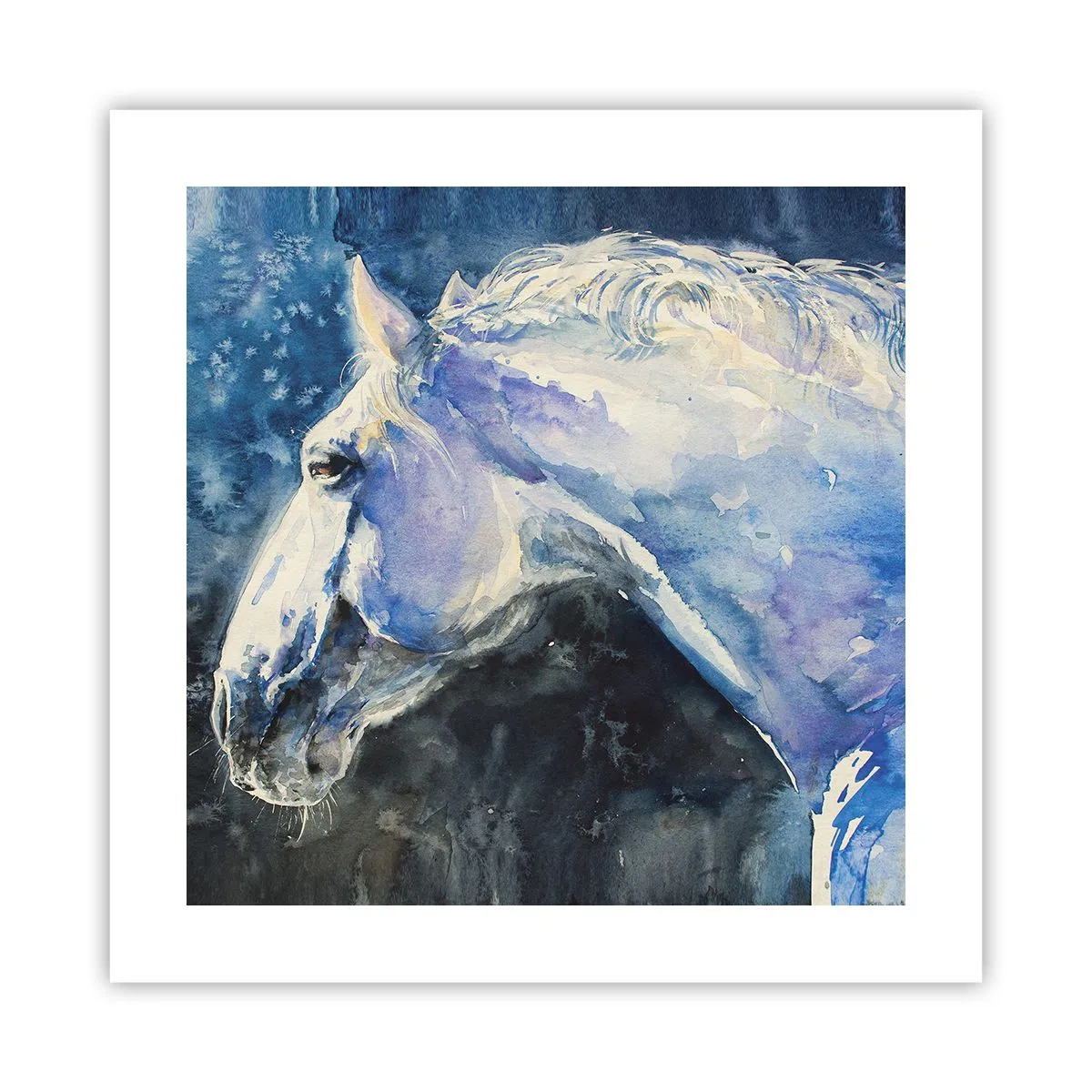 Póster - Retrato en un resplandor azul - 40x40 cm