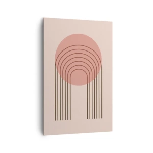 Cuadro sobre lienzo - Impresión de Imagen - Motivo abstracto con círculo rosa y líneas. - 80x120cm - Atracción irresistible - Decoración de pared moderna para salón y dormitorio ARTTOR