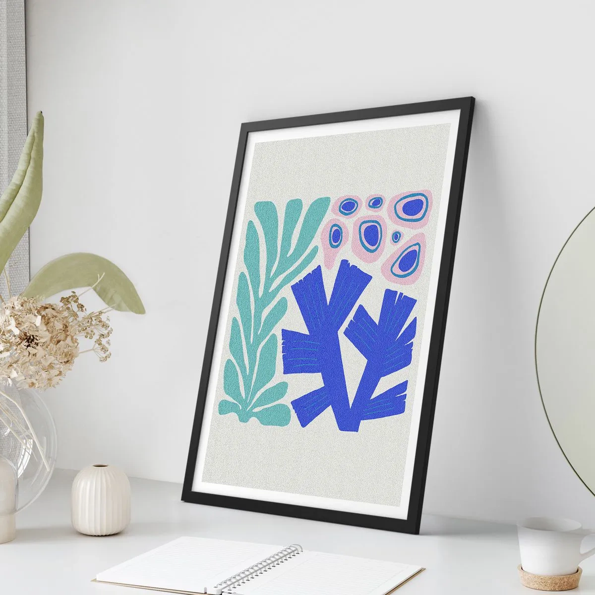 Póster en marco negro - Jardín submarino - 70x100 cm