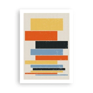 Póster - Rectángulos geométricos coloridos sobre un fondo claro - 50x70cm - Barras multicolor - Decoración de pared moderna para salón y dormitorio ARTTOR