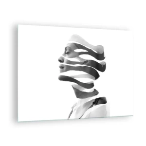 Cuadro sobre vidrio - Impresiones sobre Vidrio - Composición abstracta de un retrato femenino. - 70x50cm - Retrato surrealista - Decoración de pared moderna para salón y dormitorio ARTTOR