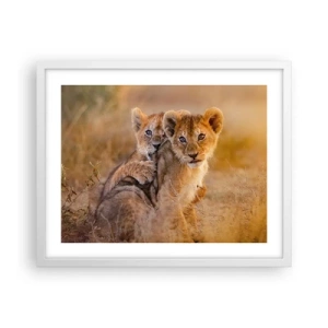 Póster en marco blanco - ¡No molestar! Nos estamos divirtiendo - 50x40 cm