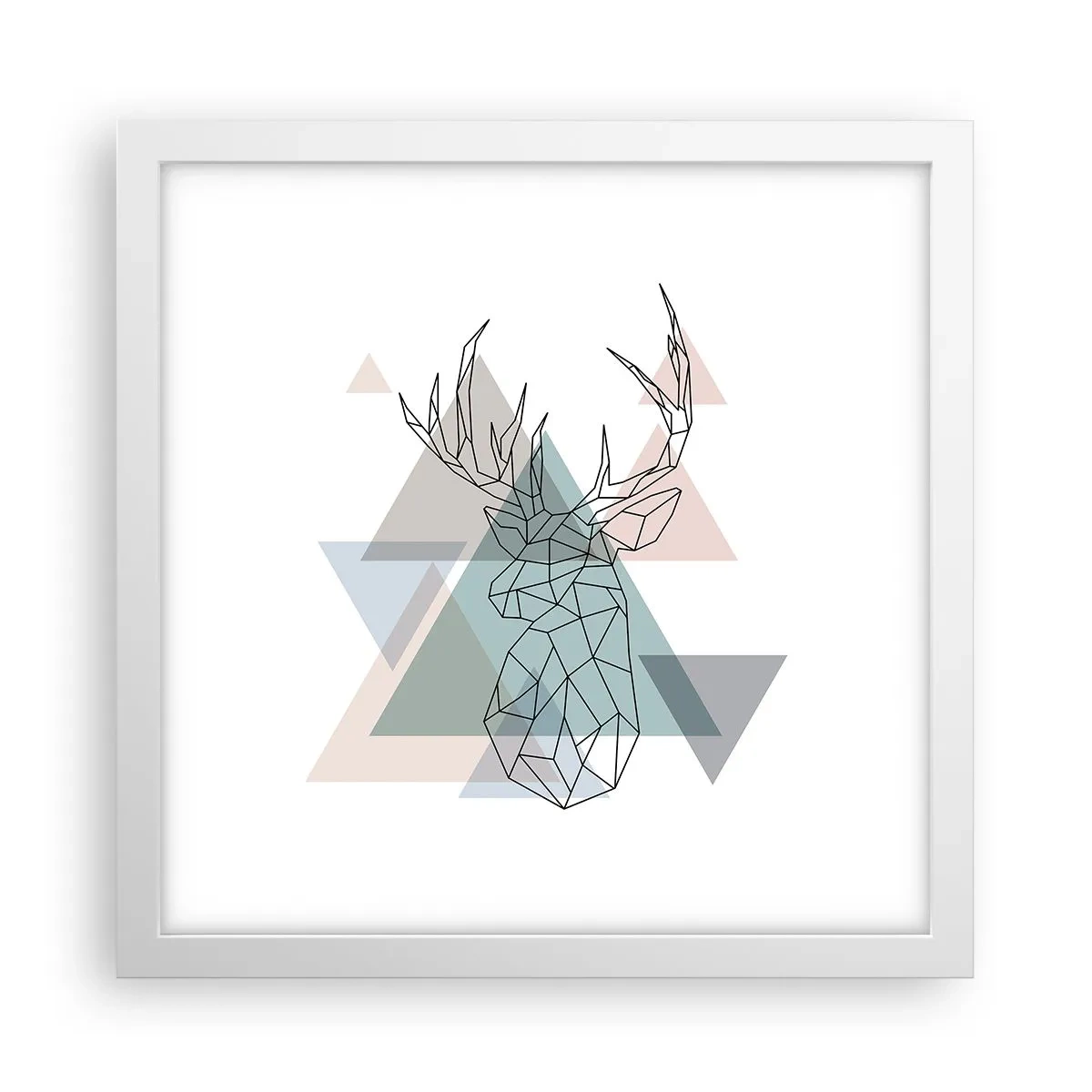 Póster en marco blanco - En un bosque geométrico - 30x30 cm