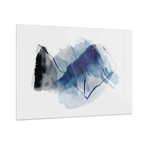 Cuadro sobre vidrio - Impresiones sobre Vidrio - Composición abstracta en tonos azules - 100x70cm - Montaña helada - Decoración de pared moderna para salón y dormitorio ARTTOR