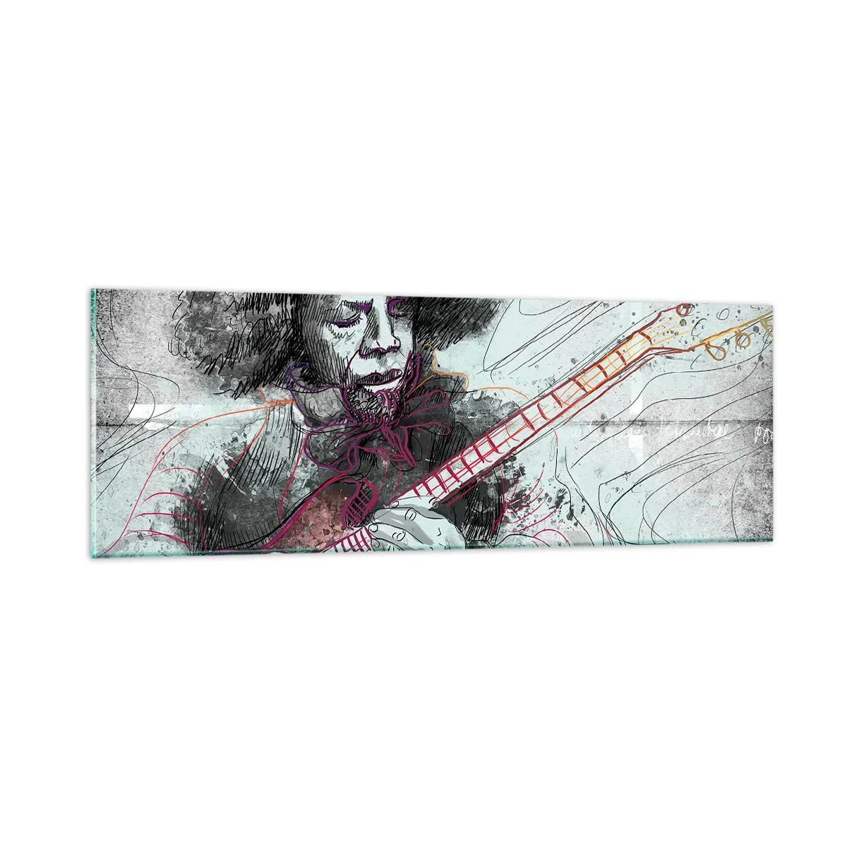 Cuadro sobre vidrio - Impresiones sobre Vidrio - Volando con la música - 90x30 cm