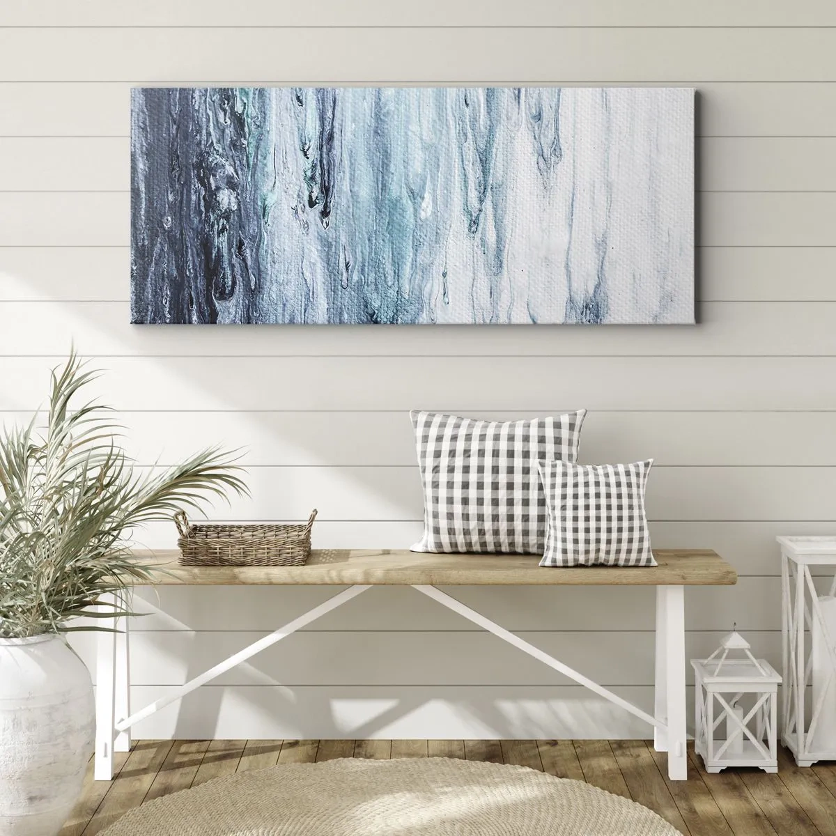 Cuadro sobre lienzo - Impresión de Imagen - Carámbanos de azul - 100x40 cm