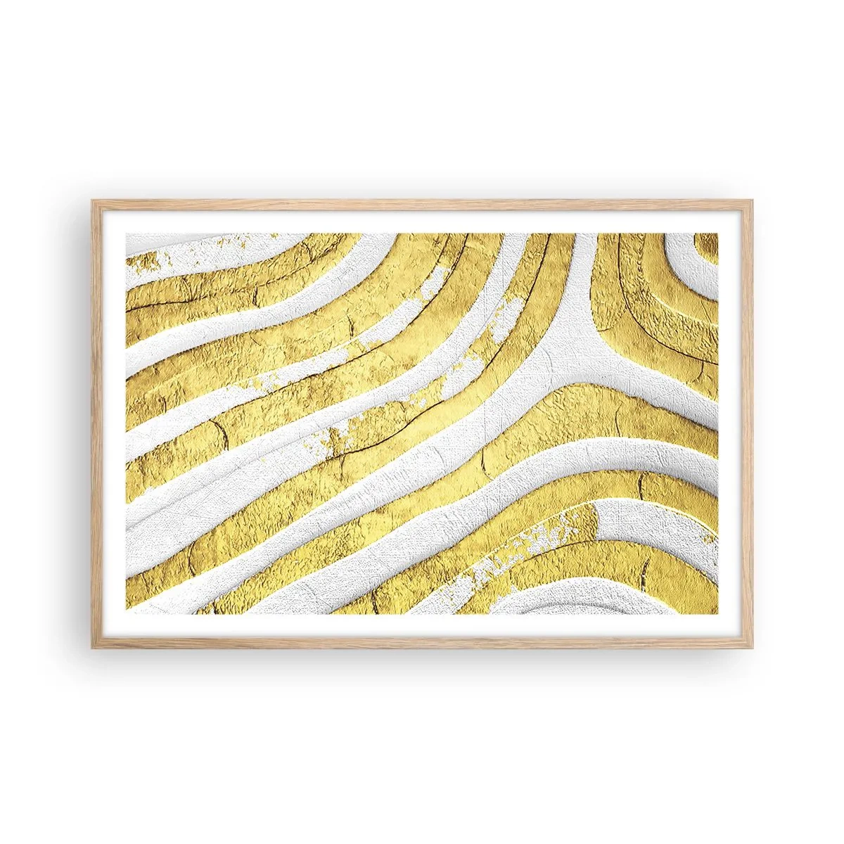 Póster en marco roble claro - Una composición en blanco y oro - 91x61 cm