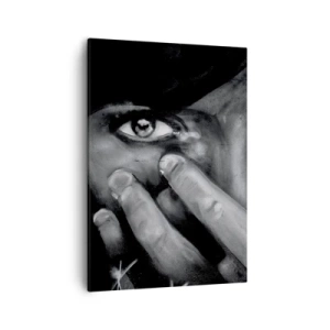 Cuadro sobre lienzo - Impresión de Imagen - Retrato en blanco y negro de una mujer cubriéndose la cara con las manos. - 50x70cm - No diré quién lo pintó - Decoración de pared moderna para salón y dormitorio ARTTOR