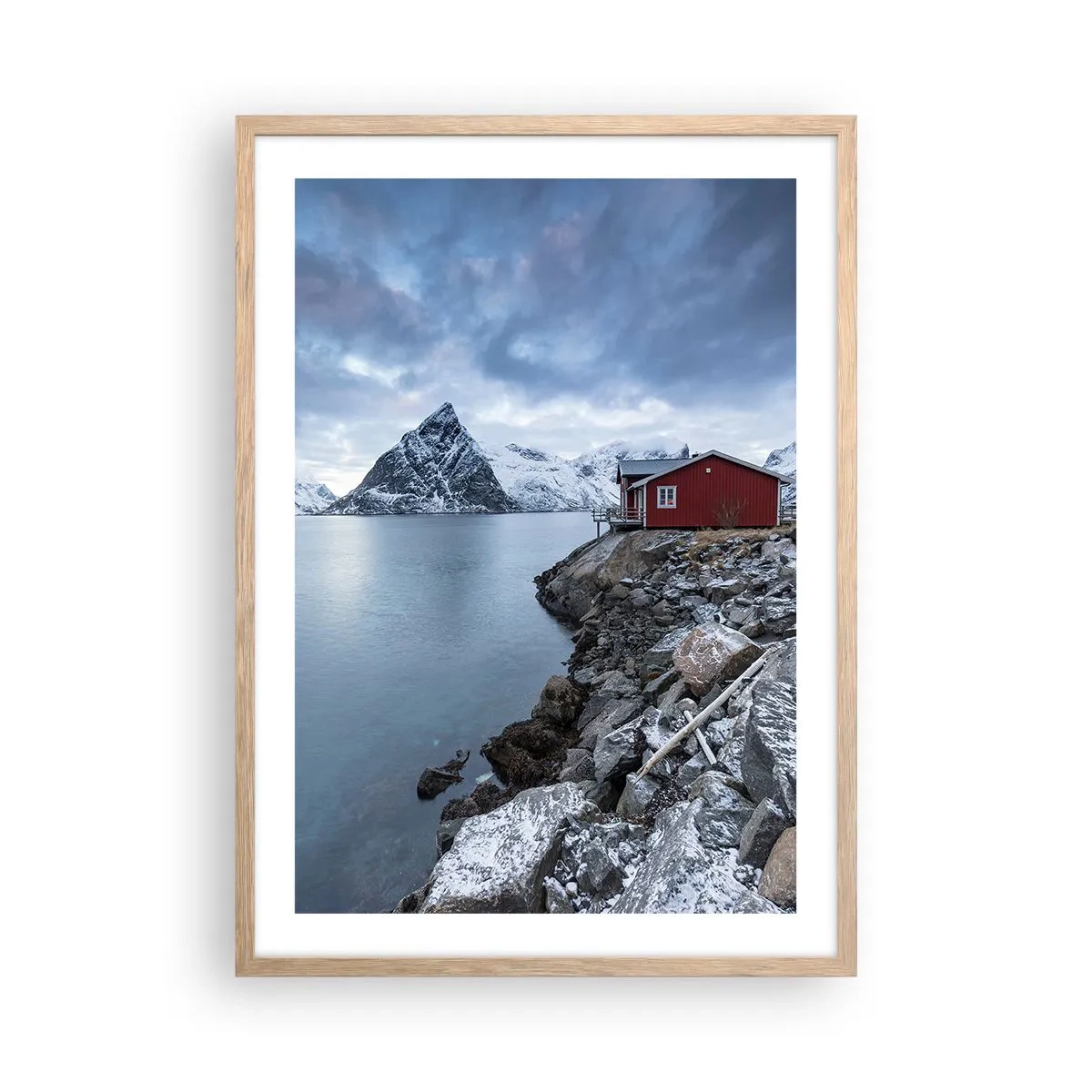 Póster en marco roble claro - Paisaje escandinavo - 50x70 cm