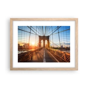 Póster en marco roble claro - En el puente dorado - 40x30 cm