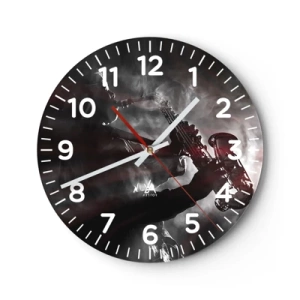 Reloj de pared - Reloj de vidrio - En el vapor del jazz - 30x30 cm