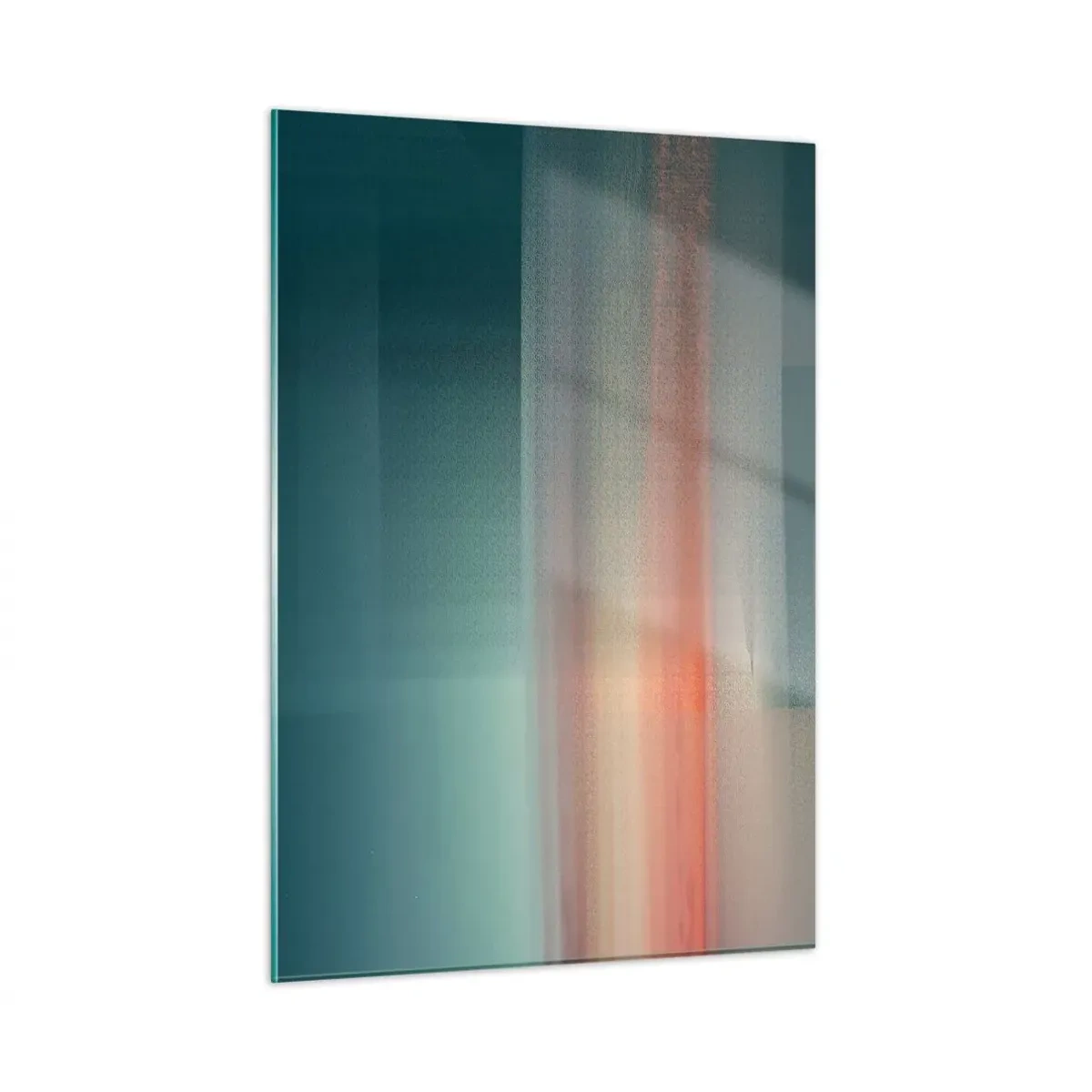 Cuadro sobre vidrio - Impresiones sobre Vidrio - Una abstracción pastel que recuerda las ondas de luz al atardecer. - 50x70cm - Abstracción: ondas de luz - Decoración de pared moderna para salón y dormitorio ARTTOR