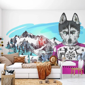 Fotomural Autadhesivo Deluxe Sticker - Un lobo con piel de cordero - Abstracción, Lobo, Para niños - 100x70 cm