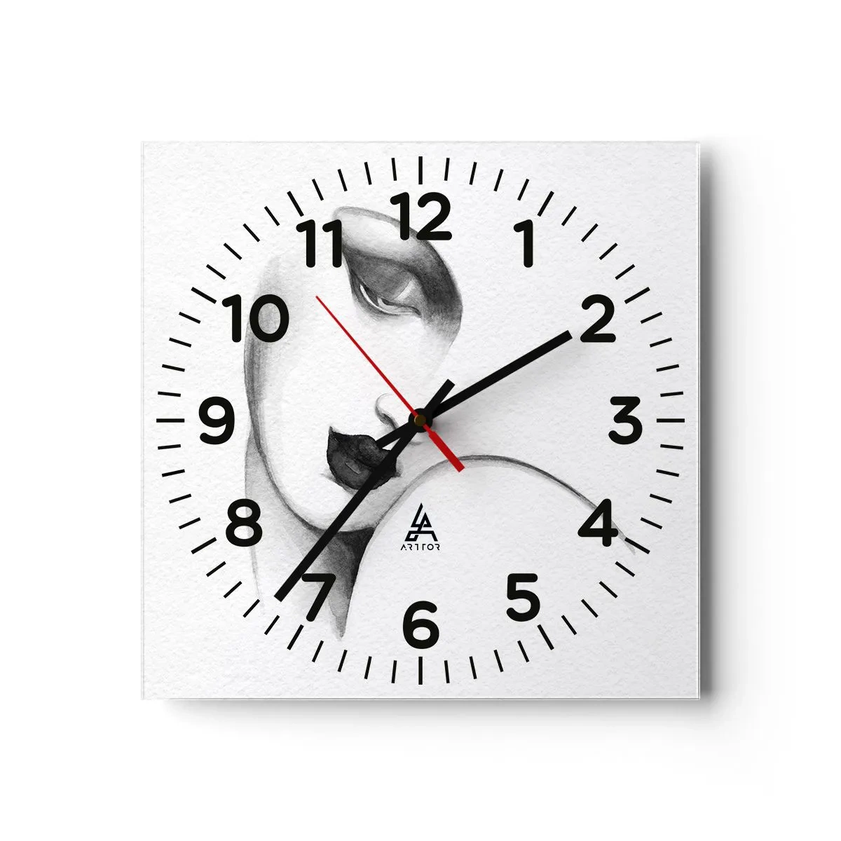 Reloj de pared - Reloj de vidrio - Pensativa - 40x40 cm