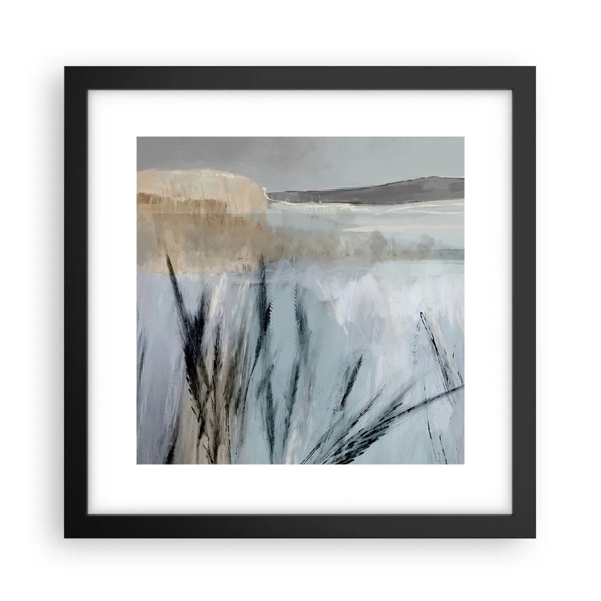 Póster en marco negro - Campos de invierno - 30x30 cm