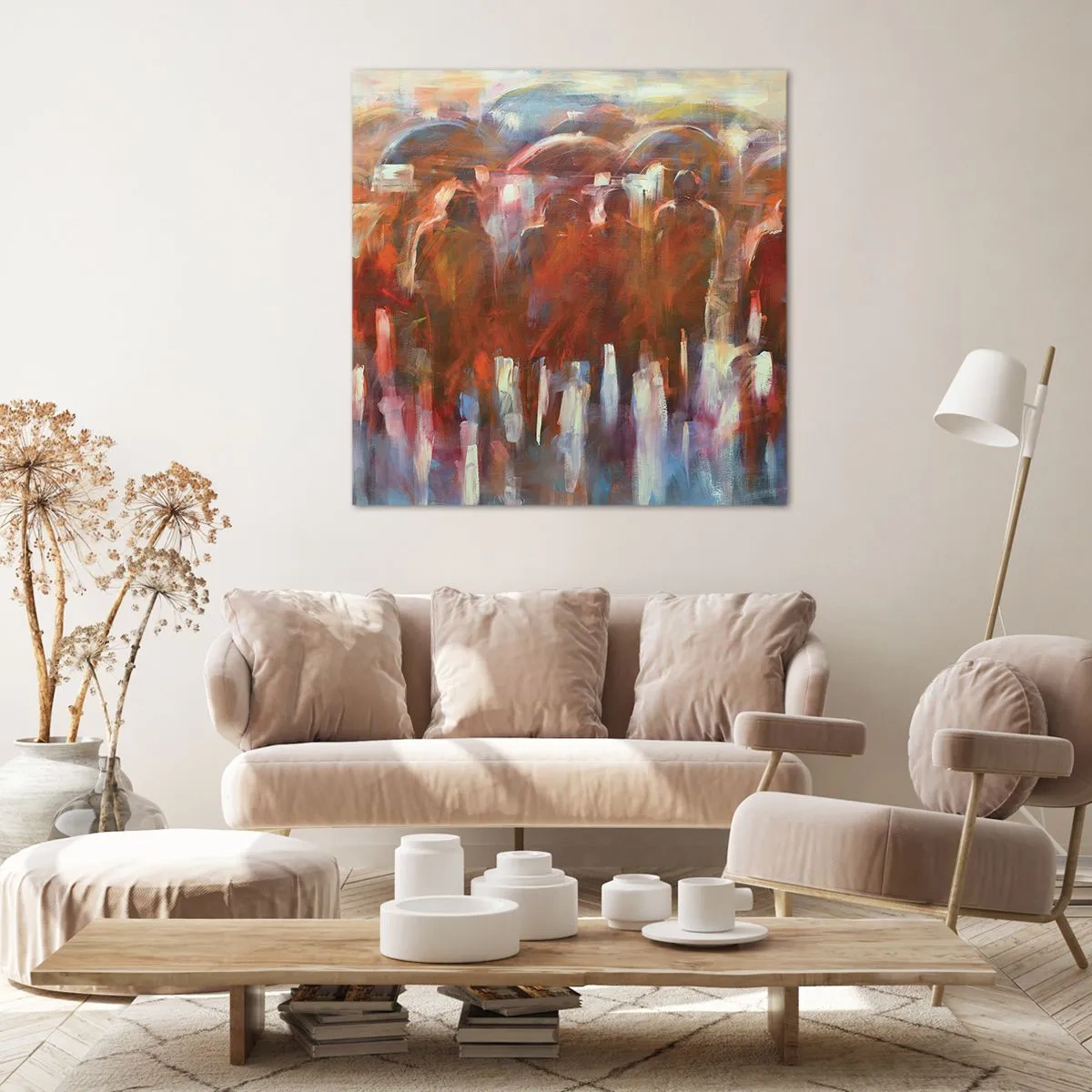 Cuadro sobre lienzo - Impresión de Imagen - Iguales entre la niebla - 60x60 cm