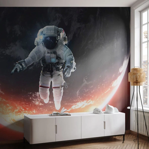 Fotomural Autadhesivo Deluxe Sticker - ¿Puedo quedarme un rato más? - Astronauta, Cosmos, Cosmonauta - 300x210 cm