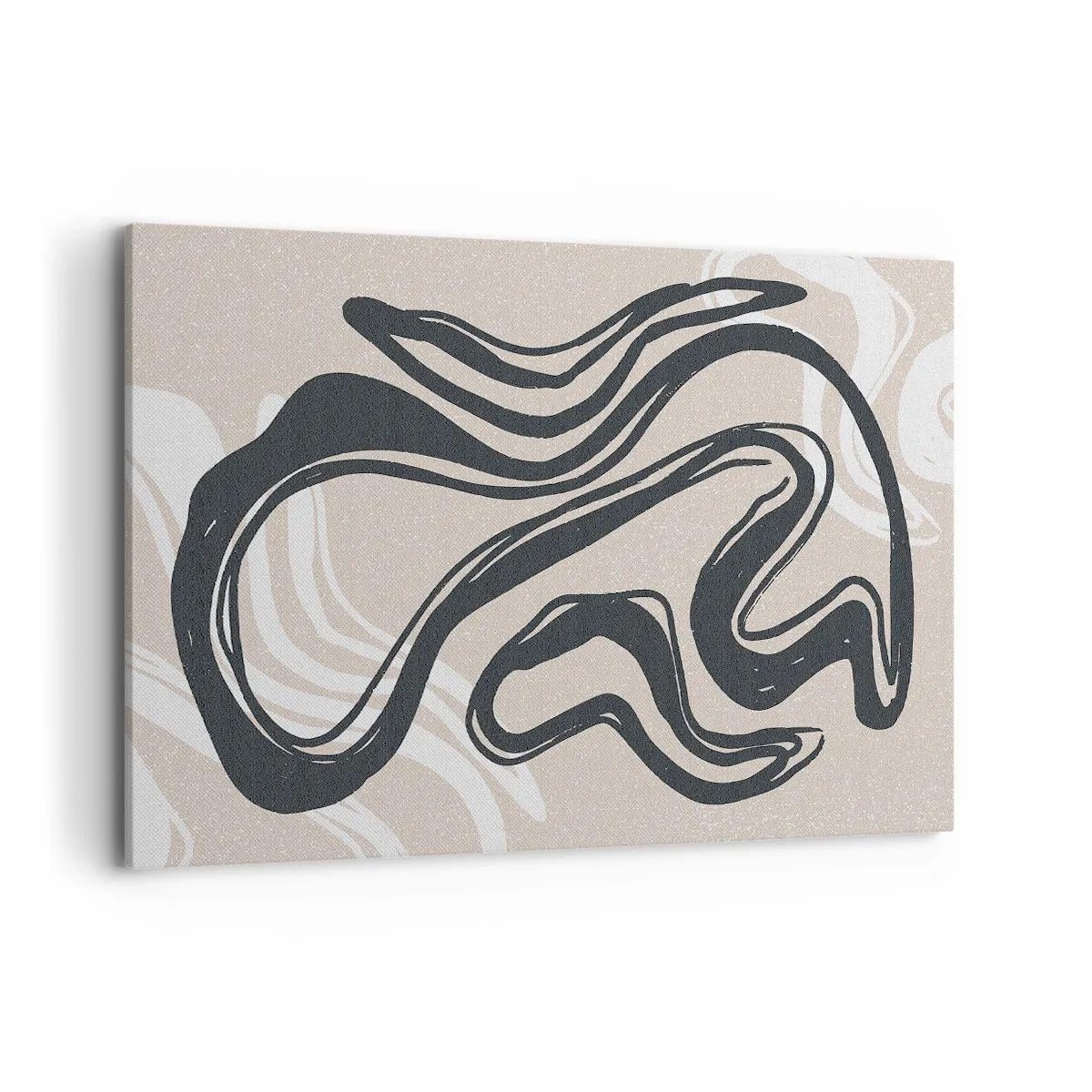 Cuadro sobre lienzo - Impresión de Imagen - Líneas abstractas en tonos oscuros sobre un fondo beige. - 120x80cm - Expresión multiplicada - Decoración de pared moderna para salón y dormitorio ARTTOR