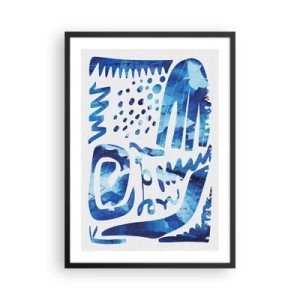 Póster en marco negro - Abstracción moderna en tonos azules - 50x70cm - Vuelta a las raíces - Decoración de pared moderna para salón y dormitorio ARTTOR