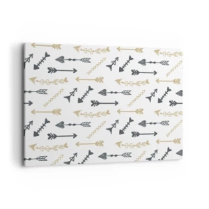 Cuadro sobre lienzo - Impresión de Imagen - Un patrón minimalista con flechas en colores beige y gris. - 120x80cm - El sueño de un arquero - Decoración de pared moderna para salón y dormitorio ARTTOR
