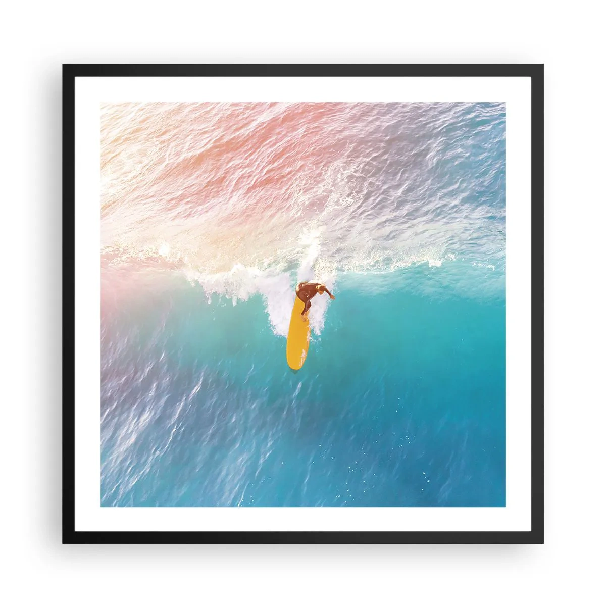 Póster en marco negro - Jinete del océano - 60x60 cm