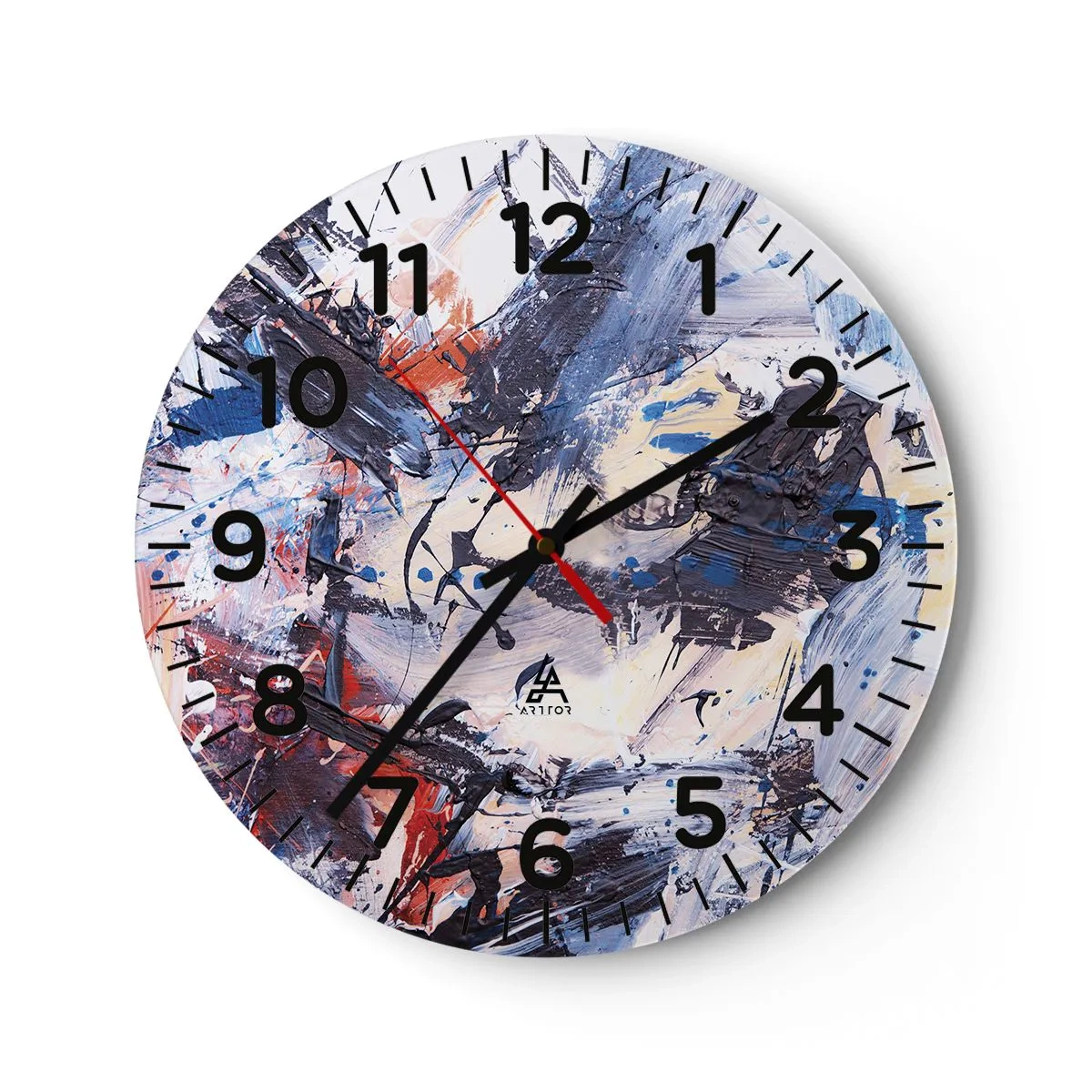 Reloj de pared - Reloj de vidrio - Danza loca de la abstracción - 30x30 cm
