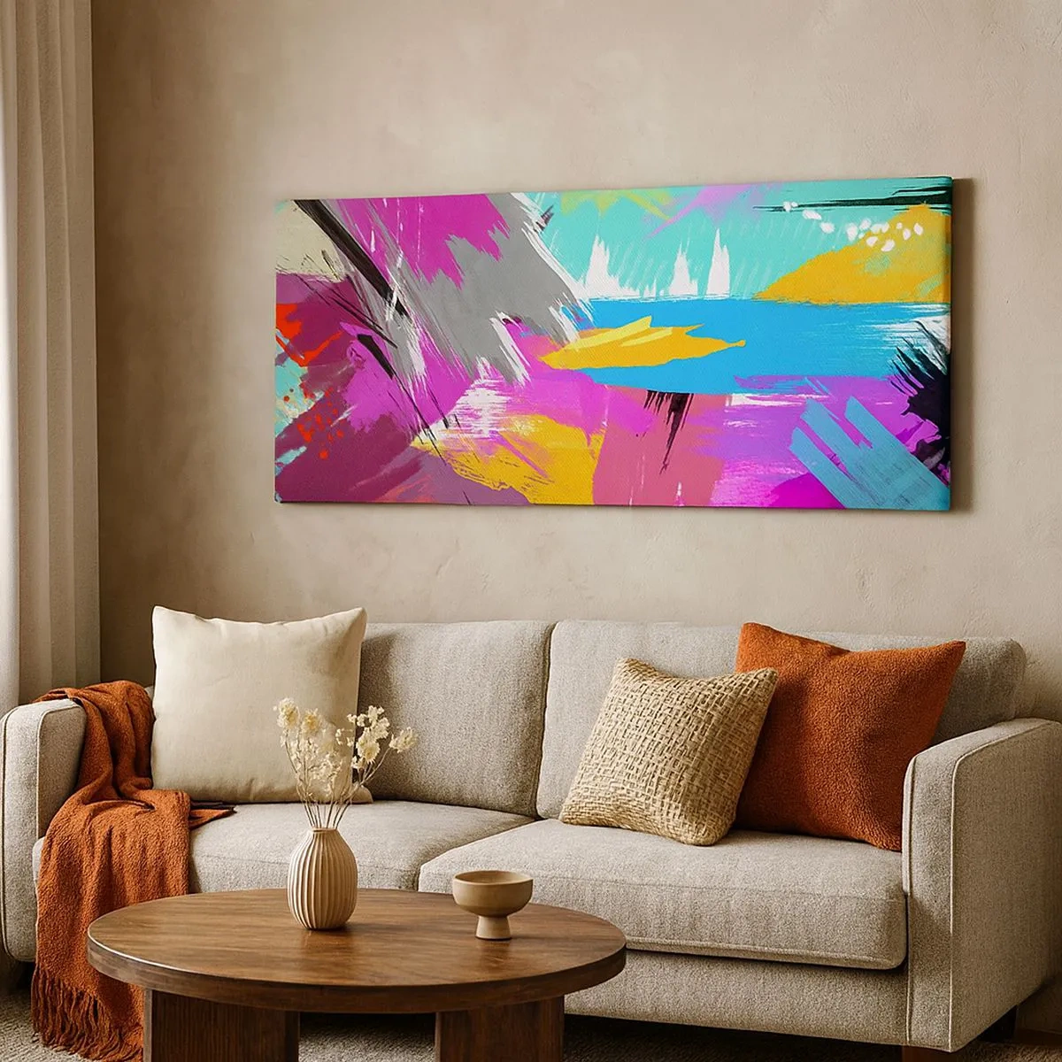 Cuadro sobre lienzo - Impresión de Imagen - Abstracción colorida - 100x40 cm