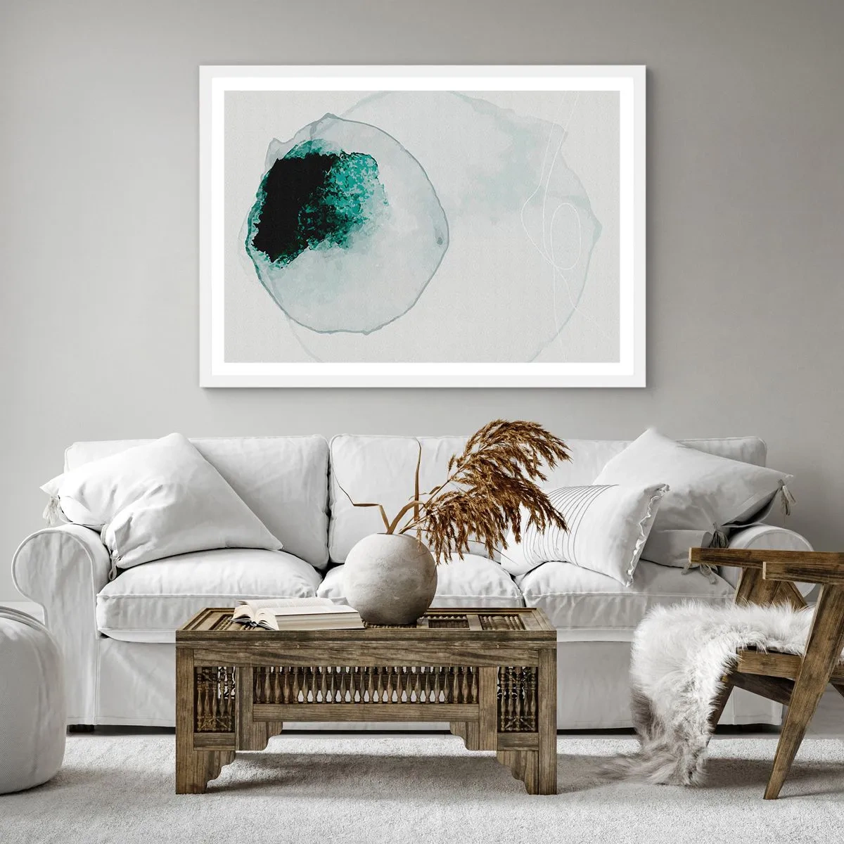 Póster en marco blanco - En una gota de agua - 50x50 cm