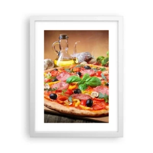 Póster en marco blanco - Con un verdadero sabor italiano - 30x40 cm