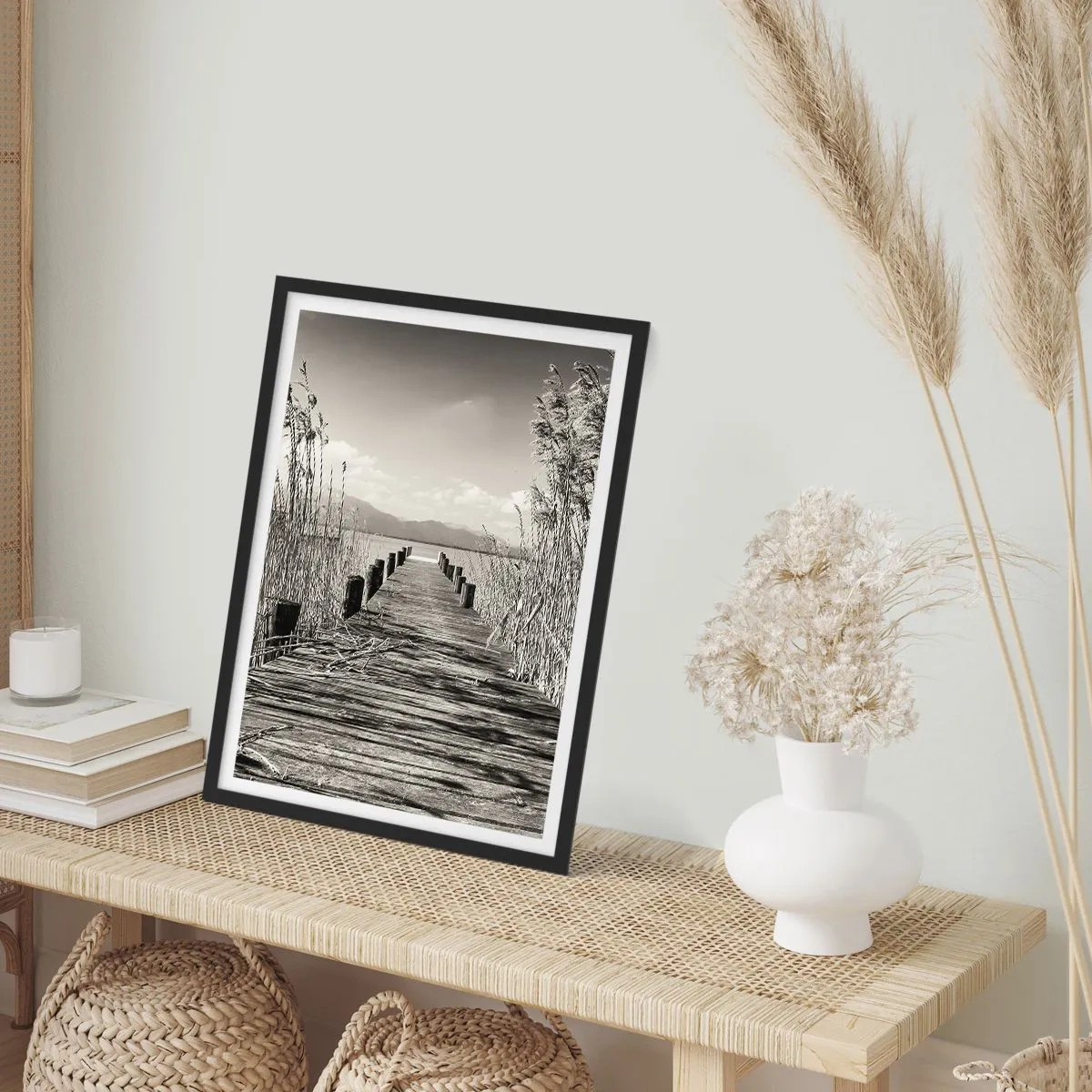 Póster en marco negro - En la quietud de los juncos - 40x50 cm