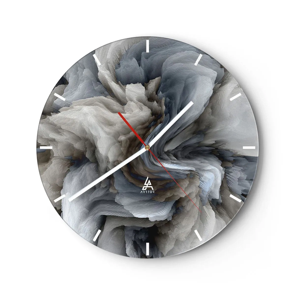 Reloj de pared - Reloj de vidrio - Una forma delicada que se asemeja a una flor hecha de piedra. - 30x30cm - Piedra y flor - Decoración de pared moderna para salón, cocina y dormitorio ARTTOR